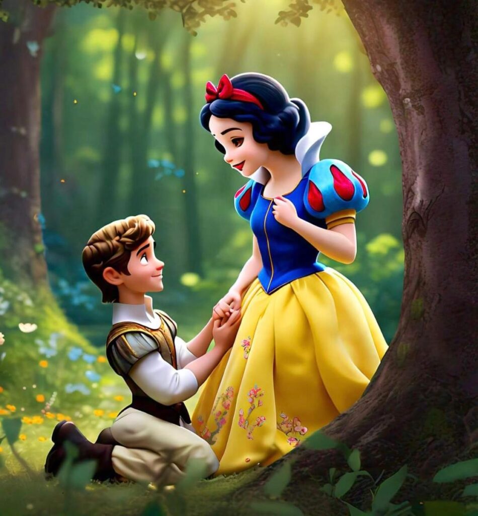 snowwhite gets true love kiss, free bedtime story