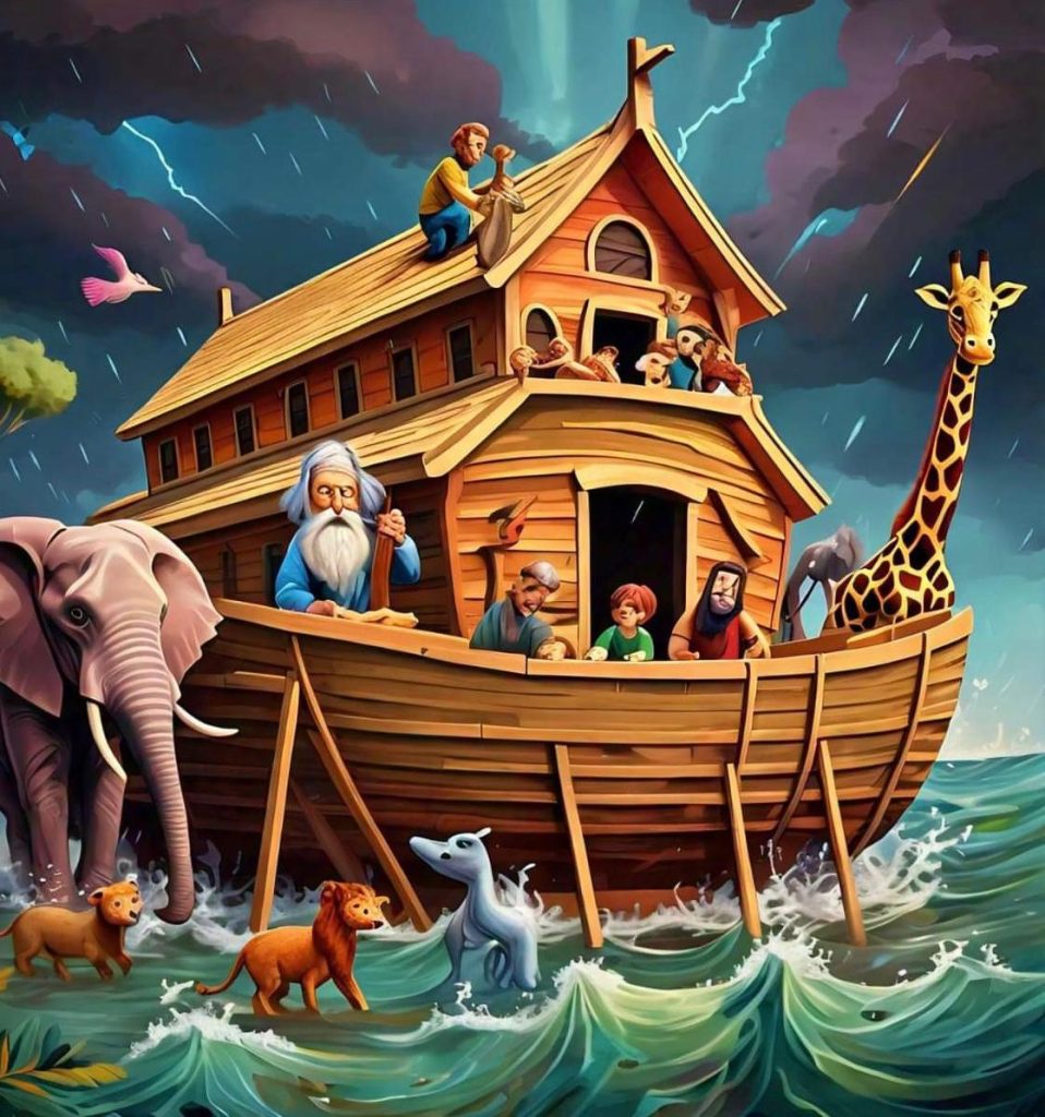 Noah, his family, and the animals were safe inside the ark a bible short story for kids.