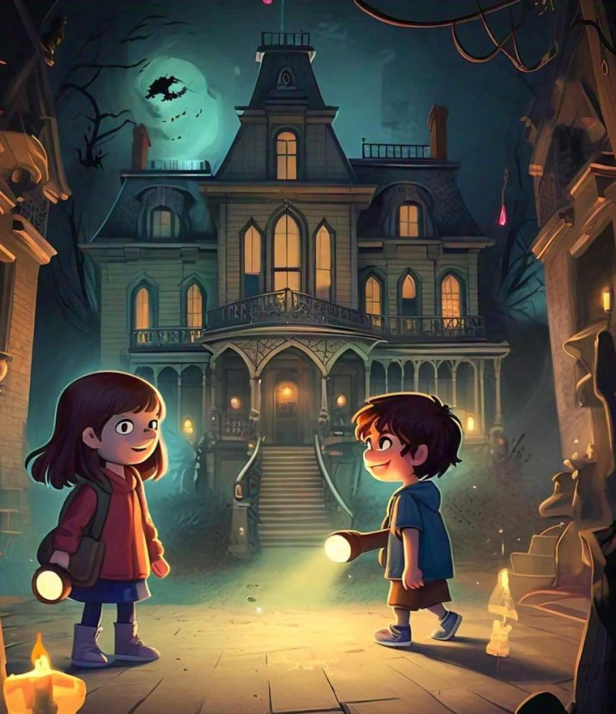 Entering the Mansion, a short Halloween story for kids.