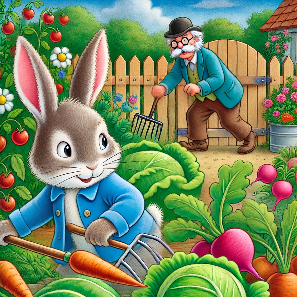 The Chase Begins, peter rabbit was caught, a short story for kids.