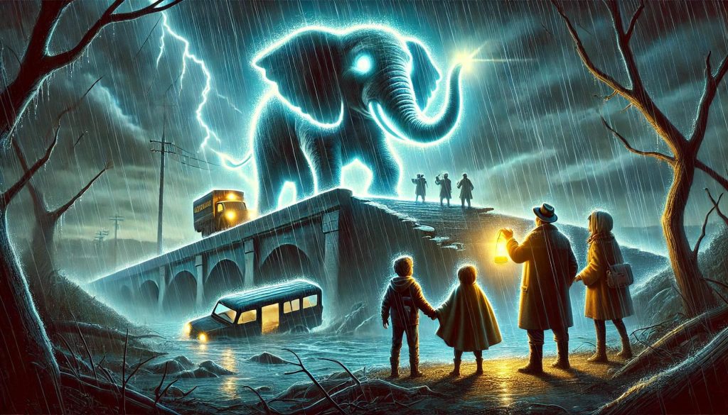 Electric elephant helping people, a bedtime story for kids.