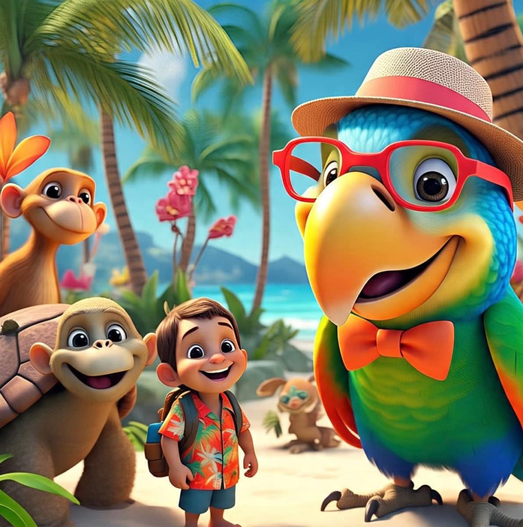 An Island of Talking Animals, A night story for kids with lesson.