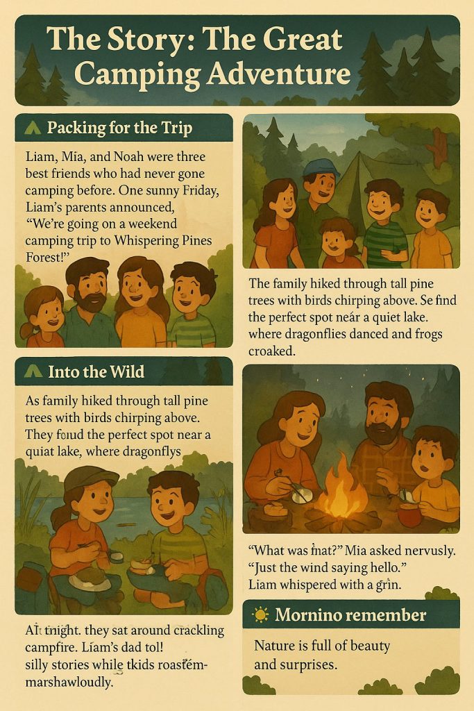 Camping adventure a short story for kids.